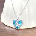 wholesale 925 Sterling Silver Heart-Shaped Blue Stone with Unicorn Pendant Necklaces for Women - 12 Zodiac Signs -0-4