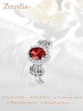 wholesale S925 Sterling Silver with 1Ct Natural Garnet Lotus Flower Ring Adjustable Size for Women-0-5