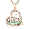 wholesale 925 Sterling Silver Heart Mountain Pendant Necklace Abalone Shell Gold Plated For Women-0-0