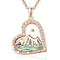 wholesale 925 Sterling Silver Heart Pendant With Mountain Design And Engraved Inscription-Rose Gold