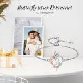 wholesale TOUPOP Rose Heart Bracelet For Women Sterling Silver Butterfly Initial D Letter Link Bracelet Anniversary Birthday Christmas Jewelry Gifts For Her Wife Girlfriend, Large -0-2