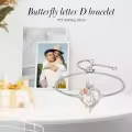 TOUPOP Sterling Silver Rose Heart Butterfly Initial D Letter Link Bracelet For Women-0-2