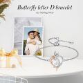 TOUPOP Sterling Silver Rose Heart Butterfly Initial D Letter Link Bracelet For Women-0-2