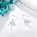 wholesale 925 Sterling Silver Coconut Palm Tree Leaf Drop Earring for Women Girls  4cm Long-0-1