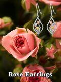 wholesale 925 Sterling Silver Tulip Drop Earrings with Gold and Rose Tone Accents-0-3