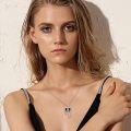 wholesale 925 Sterling Silver Heart-Shaped Black Onyx Rose Skull Gothic Punk Pendant Necklace-0-3