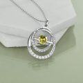 wholesale TOUPOP Sister Gifts From Sister Sterling Silver Double Circle Peridot Pendant Necklace With August Birthstone Jewerly Always My Sister Forever My Friend Birthday Christmas Gifts For Women Friends -0-5
