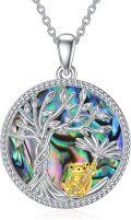 wholesale Sterling Silver Crystal Abalone Shell Animal Pendant Tree of Life Necklace-0-0