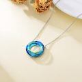 TOUPOP Sterling Silver Crystal Circle Pendant Necklace for Women-0-3