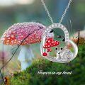 wholesale 925 Sterling Silver Heart-Shaped Red Polka Dot Mushroom and Snail Pendant Necklace for Women-0-2