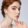 wholesale 925 Sterling Silver Turquoise Spiral Drop Earrings White Gold Plated-0-4