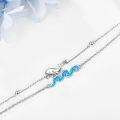 wholesale 925 Sterling Silver Blue Opal Wave & Whale Charm Bracelet for Women-0-3