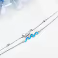 wholesale 925 Sterling Silver Blue Opal Wave & Whale Charm Bracelet Wholesale for Women-0-3