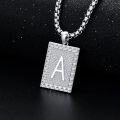 wholesale 925 Sterling Silver A Z Alphabet Square Letter Necklace for Men Women-0-3
