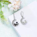 wholesale 925 Sterling Silver Cat Moon Shape Pendant Leverback Earring Set for Women Girls Gifts 4cm Length-0-5
