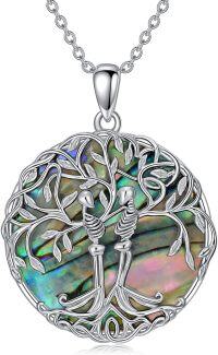 wholesale TOUPOP Tree Of Life Skeleton Necklace 925 Sterling Silver Tree Of Life Skull Pendant Necklaces Abalone Shell Celtic Tree Jewelry Gifts For Women Her Halloween Christmas Birthday Gift -undefined