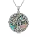 TOUPOP Sterling Silver Abalone Tree Of Life Skull Pendant Necklace-0-0