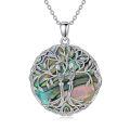 TOUPOP Sterling Silver Abalone Tree Of Life Skull Pendant Necklace-0-0