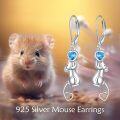 wholesale 925 Sterling Silver Blue Crystal Heart Mouse Drop Earrings-0-5