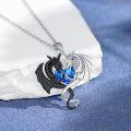 wholesale 925 Sterling Silver Blue Fire Opal Heart Dragon Pendant Necklace s for Women and Girls-0-2