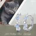 wholesale 925 Sterling Silver Blue Enamel Paw Print Huggie Hoop Earrings for Women - Small Animal Lover Gift Ideas-0-1