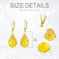wholesale Gold Teardrop Shape Gemstone Leverback Drop Earrings - 925 Sterling Silver Opal & Yellow Jade s for Her-0-5