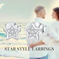 wholesale 925 Sterling Silver Cubic Zirconia Star Moon Heart Stud Earrings (I1-I3)-0-3
