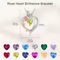 TOUPOP Sterling Silver Peridot Rose Heart Butterfly Pendant Necklace-0-4