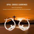 wholesale 925 Sterling Silver Opal Cross Huggie Hoop Earrings for Women and Girls-0-6
