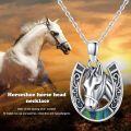 wholesale 925 Sterling Silver Abalone Shell Horse Head Pendant Necklace for Women Girls s-0-5