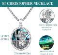 wholesale 925 Sterling Silver 925 Saint Christopher Protect Us Necklace with Abalone Shell & Chain for Men/Women-0-2