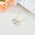 wholesale 14K Gold Double Heart Diamond Pendant Necklace for Women - 2mm Chain Length: Adjustable from 38cm to 47cm (15 to 19)-0-3