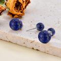 wholesale 925 Sterling Silver Round Blue Lapis Lazuli Stone Stud Earrings for Women Girls Gifts 8mm Diameter Jewelry Set of 4 Pairs-0-1