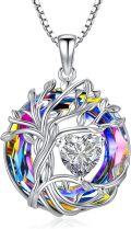 wholesale S925 Sterling Silver Moissanite Tree of Life Necklace for Women, Eternal Love Crystal Heart Pendant Gift for Anniversary Birthday Wedding Valentine's Day Mother's Day-0-0