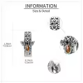 wholesale 925 Sterling Silver Amber Bee & Leaf Design Huggie Hoop Earrings-0-2