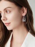 wholesale 925 Sterling Silver Penguin Heart Drop Earrings Cubic Zirconia Platinum Plated-0-2
