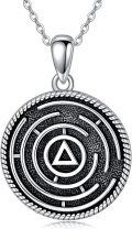 wholesale 925 Sterling Silver AA Recovery Symbol Sobriety Pendant Necklaces for Women and Men-0-0
