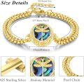 wholesale Gold 925 Sterling Silver Ashes Memorial Bracelet with Abalone Shell and Dragonfly Design for Women - 24K Gold Plated Chain & Pendant Necklace Set-0-4