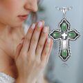 wholesale Sterling Silver Cross Pendant w Jade Red Agate Lapis Turquoise for Women-0-9