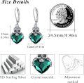 wholesale 925 Sterling Silver Green Heart & Skull Drop Earrings Gothic s for Women-0-4