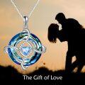 wholesale 925 Sterling Silver Blue Swarovski Crystal Heart Pendant Necklace Witch's Knot Pagan s for Women-0-4