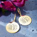 wholesale Rose Gold 925 Sterling Silver Engraved Circle Monogram Leverback Earrings Custom  Ideas for Her-0-9