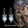 wholesale 925 Sterling Silver Owl Moonstone Zircon Blue Enamel Drop Earrings For Women-0-5