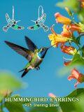 wholesale 925 Sterling Silver Abalone Hummingbird Leverback Earrings - 3 Flight Postures, 16x20mm, Gift for Women-0-5