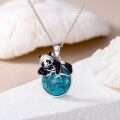 wholesale 925 Sterling Silver Panda Turquoise Pendant Necklace - Cute Animal s for Mom & Daughter Birthdays Xmas Mothers' Day-0-1