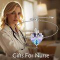 wholesale TOUPOP Gifts For Nurse Stethoscope Bracelet 925 Sterling Silver Heart Crystal Nursing Themed Jewelry Birthday Gifts For Women Doctor Medical Student -0-1