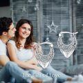 wholesale 925 Sterling Silver Vintage Bohemian Triangle Hollow Out Hoop Earrings for Women Girls Gift 3cm Diameter-0-5
