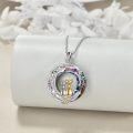 wholesale 925 Sterling Silver Abalone Shell Moon Pendant with Cats and Tree of Life Design for Cat Lovers-0-1