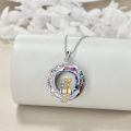 wholesale 925 Sterling Silver Abalone Shell Moon Pendant with Cats and Tree of Life Design for Cat Lovers-0-1