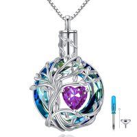 wholesale 925 Sterling Silver Tree Of Life Pendant With Red Heart Gemstone And Chain-02-Feb-Amethyst